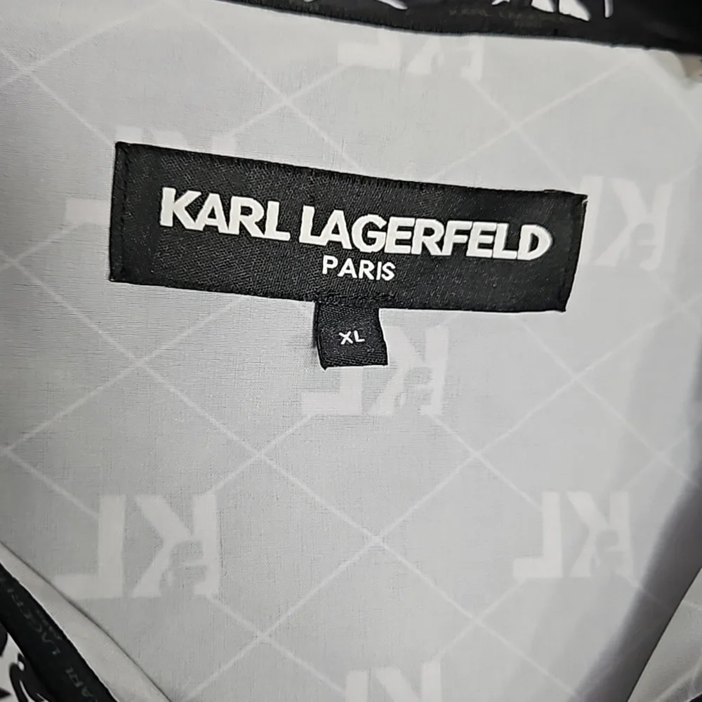 Men's Karl Lagerfeld KL Monogram Logo Packable Hooded Zip Up Jacket XL